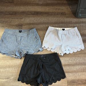 J. Crew Scallop Hem Women's Shorts - Black, Chambray Blue & Stripe